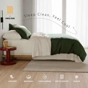 Draps en viscose de bambou 100% imprimés ultra doux et rafraîchissants, taille Queen, 4 pièces, luxe hôtelier, 400TC, poche profonde - Product Image 1