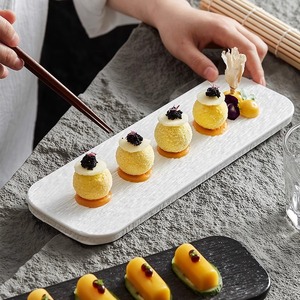 Plato Rectangular de grano de roca para <span class=keywords><strong>Sushi</strong></span> y Sashimi, plato de cerámica para el hogar, postre Dim Sum para hoteles, restaurantes, vajilla plana - Product Image 4