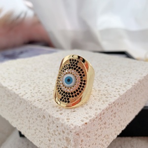 BD-L3434 popüler mavi göz yüzük moda zirkon açacağı altın manşet yüzükler kadın erkek tıknaz yüzük - Product Image 3