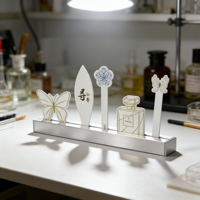 Support d'échantillonnage de parfum pour comptoir de vente au détail, en papier kraft, couleur personnalisée, avec doublure magnétique en éponge, porte-bandelettes de test de parfum