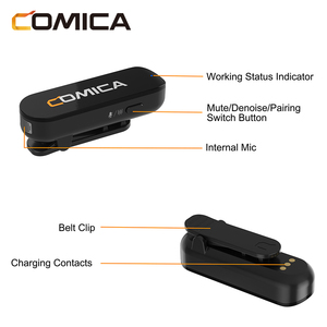 COMICA Vimo S MI (Purple) 2.4G Dual-channel Lightning <b>Wireless</b> Lavalier Condenser <b>Microphone</b> Noise Cancelling Smartphone - Product Image 5