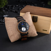 Montre en bois BOBO BIRD pour homme, mécanique, plongeur, luxe, affaires, cadran à aiguilles, phase lunaire, boîte cadeau gravée personnalisée