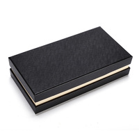 Boîte cadeau de luxe personnalisée avec couvercle rigide et base, en papier texturé noir, pour bijoux, montres, stylos, électronique