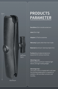 Long Aluminium <b>Double</b> Socket Arm with 1.5 Inches / 38mm / C Size Ball <b>Adapters</b>, Compatible with RAM, Arkon, IBolt and More - Product Image 6