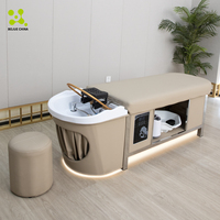 JUESHI-Lit de massage japonais avec cadre en acier pour salon de beauté, vasque en acrylique pour le lavage des cheveux