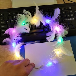 Diadema <span class=keywords><strong>de</strong></span> corona luminosa con pluma <span class=keywords><strong>de</strong></span> ganso, pelo <span class=keywords><strong>de</strong></span> Ángel, mercado nocturno rojo, puesto <span class=keywords><strong>de</strong></span> Navidad, pequeño regalo al por mayor - Product Image 3