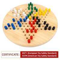 Jeu de société familial classique en bois avec billes colorées, jeu de dames chinoises en bois pour enfants et adultes
