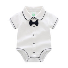 Body estivo bebè da <span class=keywords><strong>0</strong></span> a 12 <span class=keywords><strong>mesi</strong></span> abbigliamento per bambini in cotone a maniche corte con cravatta a papillon <span class=keywords><strong>tutine</strong></span> per neonato - Product Image 5