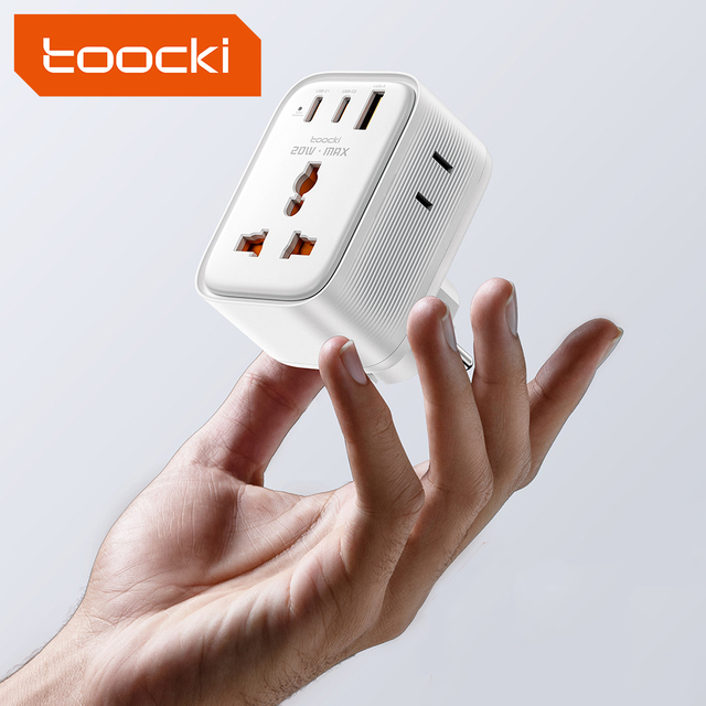Toocki 4000W Universal Gan Travel Adapter International Plug with USB-C PD 20W and Type-C Power Compact Worldwide Converter
