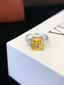 แหวน<span class=keywords><strong>พลอย</strong></span><span class=keywords><strong>โกเมน</strong></span>สีเหลืองสดใส <span class=keywords><strong>ความ</strong></span>คมชัดสูง ตัวเรือนเงินแท้ S925 ทรงคุชชั่น สำหรับงานหมั้นและงานแต่งงาน - Product Image 1