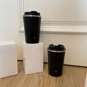 Mug de voyage isotherme à double paroi en acier inoxydable noir, vente en gros de gobelets thermiques - Product Image 5