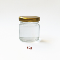 Stoples Kaca Bening Mini Kapasitas 30ml 35ml 45ml Berkualitas Tinggi yang Dapat Disesuaikan dengan Tutup Sekrup Logam untuk Penyimpanan Madu, Puding, dan Permen