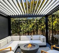 Pergola motorisée à lames orientables en aluminium, parois latérales coulissantes en verre, télécommande, imperméable, pavillon de salon extérieur de luxe, 6 pieds