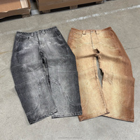 Fabricants de jeans en denim de rue haute à broderie droite personnalisés pour hommes jeans baggy délavés vintage à poids lourd pour hommes