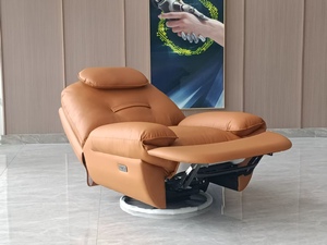 Modern PU Leather Recliner Chair with Swivel Base Cushion Back Padded Arms for Living Room - Product Image 2