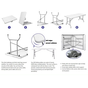 Color blanco 6 pies limpio medio mango niños portátil nueva mesa <span class=keywords><strong>de</strong></span> trabajo <span class=keywords><strong>de</strong></span> estudio plegable con material plástico - Product Image 5