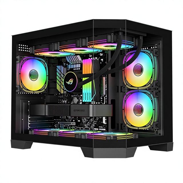 Guangdong Wankang Steel Three-sided Glass Sea View Room Gaming Top Support 360 Water-cooled Micro ATX Vertical Case
