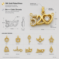 LUOYUNE – pendentifs romantiques en forme de cœur et de lune, plaqué or 18 carats, breloques en zircone, élégant cadeau d'anniversaire pour la fête des mères, bijoux tendance pour femmes