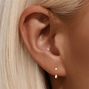 Pendientes de Plata S925 con Baño de Oro, Diseño de Lágrima Ajustable, Minimalistas y Elegantes para Uso Diario - Product Image 4