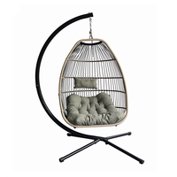 Chaise balançoire œuf moderne pour l'extérieur Chaise balançoire suspendue en métal, rotin et osier Silla Colgante pour l'intérieur et l'extérieur