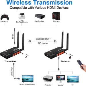 Kit d'extension vidéo sans fil 5.8G 1 TX vers 4 RX, portée 820FT/250m, pour transmission vidéo de caméra vers TV, transmetteur sans fil pour diffusion en direct OBS - Product Image 4