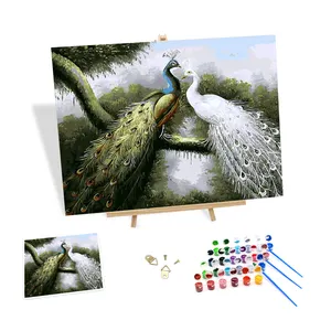 Diy Hand Painted Oil Painting Couple Peacock Posters And Prints By Number Picture Wall Art Picture Home Decor Unique Gift