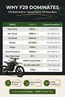 Super Torque F29 29KW 72V60Ah 3 Modes Grandes roues 21-18 pouces 120 km/h Moto électrique tout-terrain haute vitesse pour Enduro Cross Country