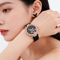 Ensemble de 5 montres LP34 Fashion pour femmes, comprenant une bague, un collier, des boucles d'oreilles, une montre décontractée en cuir pour femmes, un ensemble de bracelets multi-types, sans boîte