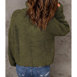 Women's <strong>Sweater</strong> Waffle Kint Long Sleeve Quarter Zip Pullover V Neck <strong>Sweater</strong> for Women Quarter Zip <strong>Knitted</strong> <strong>Sweater</strong> - Product Image 3