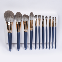 Kit de pinceaux de maquillage professionnel haut de gamme à manche en bois, 11 pièces, pour le visage et le correcteur, pour maquilleurs professionnels