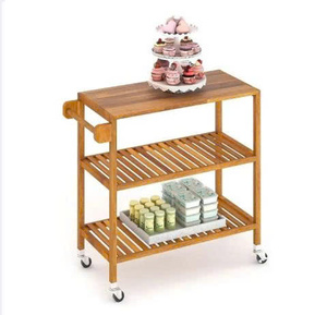 Carrito de Cocina Rectangular de Alta Calidad – Múltiples Colores, Material de Madera de Acacia y Metal, 799 × 349 × 850 mm (con bandeja extraíble) - Product Image 1