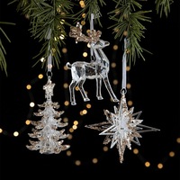 Décoration de Noël, pendentif en acrylique à paillettes, pendentif flocon de neige transparent scintillant, accessoires de décoration pour arbre de Noël