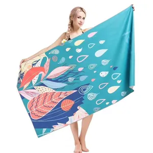 Wholesale logo digital printing Amazon hot sale quick-drying wear-resistant 70x140 microfiber beach towel