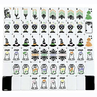 En stock – Nouvel ensemble de mahjong d'Halloween en acrylique durable, 160 tuiles, design Sorcière Fantôme et Chaudron, jeu de société de style américain, livraison rapide