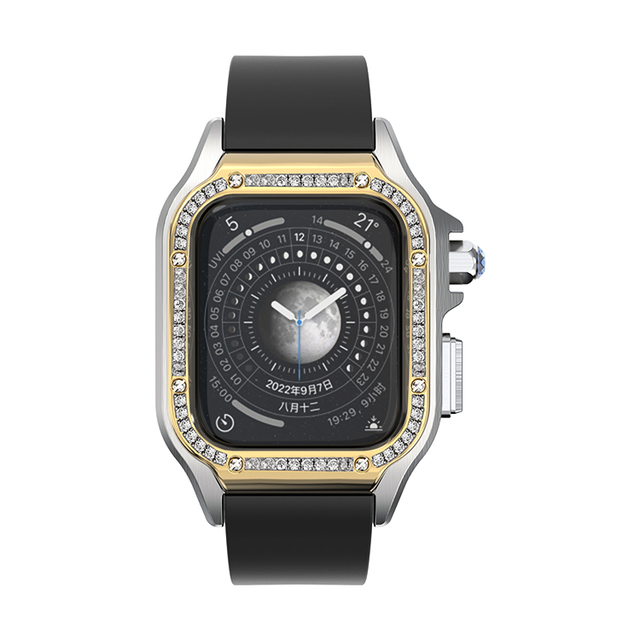 Handcrafted Diamond Set Titanium Electroplated Watch case for Luxury Women's Smart Watch with Diamond Accents