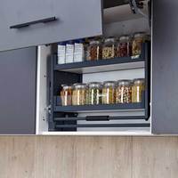 Acessórios para armários de parede de cozinha, plataforma removível, cesta de elevador de vidro, cesta elevatória SS pull down