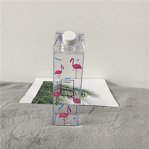 <strong>Double</strong> <strong>Wall</strong> Clear Acrylic Plastic 17oz 500ml 34oz 1000ml Blank Milk Carton Shaped Personalized Water Bottle Milk <strong>Box</strong> with Straw - Product Image 3