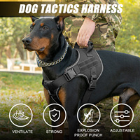 Harnais tactique anti-traction personnalisé pour chien avec sangles réglables pour le cou et le ventre, poignée dorsale et panneaux en sangle pour la promenade en extérieur