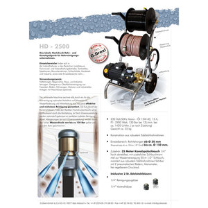 APPAREIL DE NETTOYAGE DE TUBES HAUTE PRESSION HD-2500, 230 VOLT/50 HZ, 130 BAR - 12 L / MIN. - Product Image 2