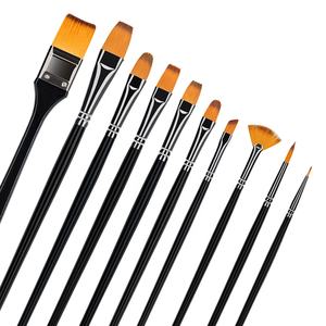 Offre Spéciale Artiste Peinture Pinceau Ensemble De 10 Formes différentes Avec Des Cheveux en Nylon Brosses À Manche Court Pour La Peinture D'art - Product Image 2