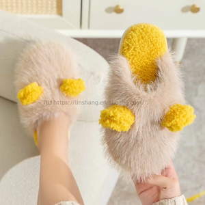 Women's Indoor Home for <b>Slippers</b> Comfy Memory Foam Woolen Winter Warm Fuzzy Plush Cute Fluffy Design Soft Embroidered Sp - Product Image 2