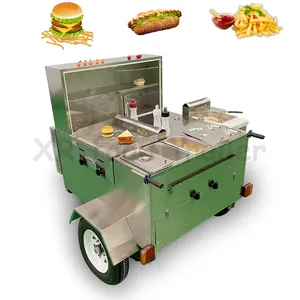 Carrito De Street Kiosk Koffie Hotdogs Duwen Karren Mobiele Snack Food Stand Aanhangwagen Auto 'S Keuken Met Gootsteen Friteuse Bakplaat