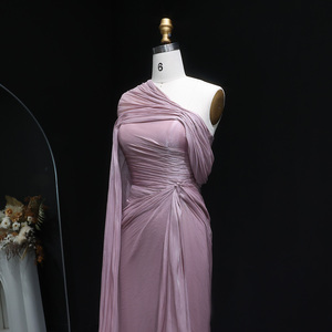 Sharon Said SF199 Elegant <strong>Lilac</strong> One-Shoulder Evening <strong>Dress</strong> with Draped Cape Arabic <strong>for</strong> <strong>Women</strong> Wedding <strong>Dress</strong> Gown - Product Image 4