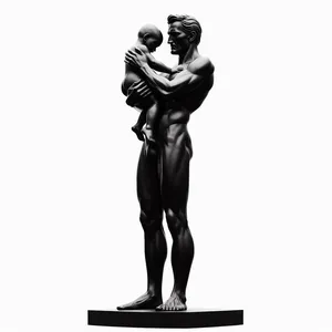 Siyah baba oğlu heykelcik hediyeleri-baba ve oğlu aşk heykel dekor babalar günü doğum günü düğün noel hediyeleri için baba