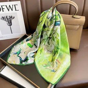 High Quality Design Floral Pattern Low OEM Satin Scarf 53*53 Cm Custom Digital Printed Silk Scarves