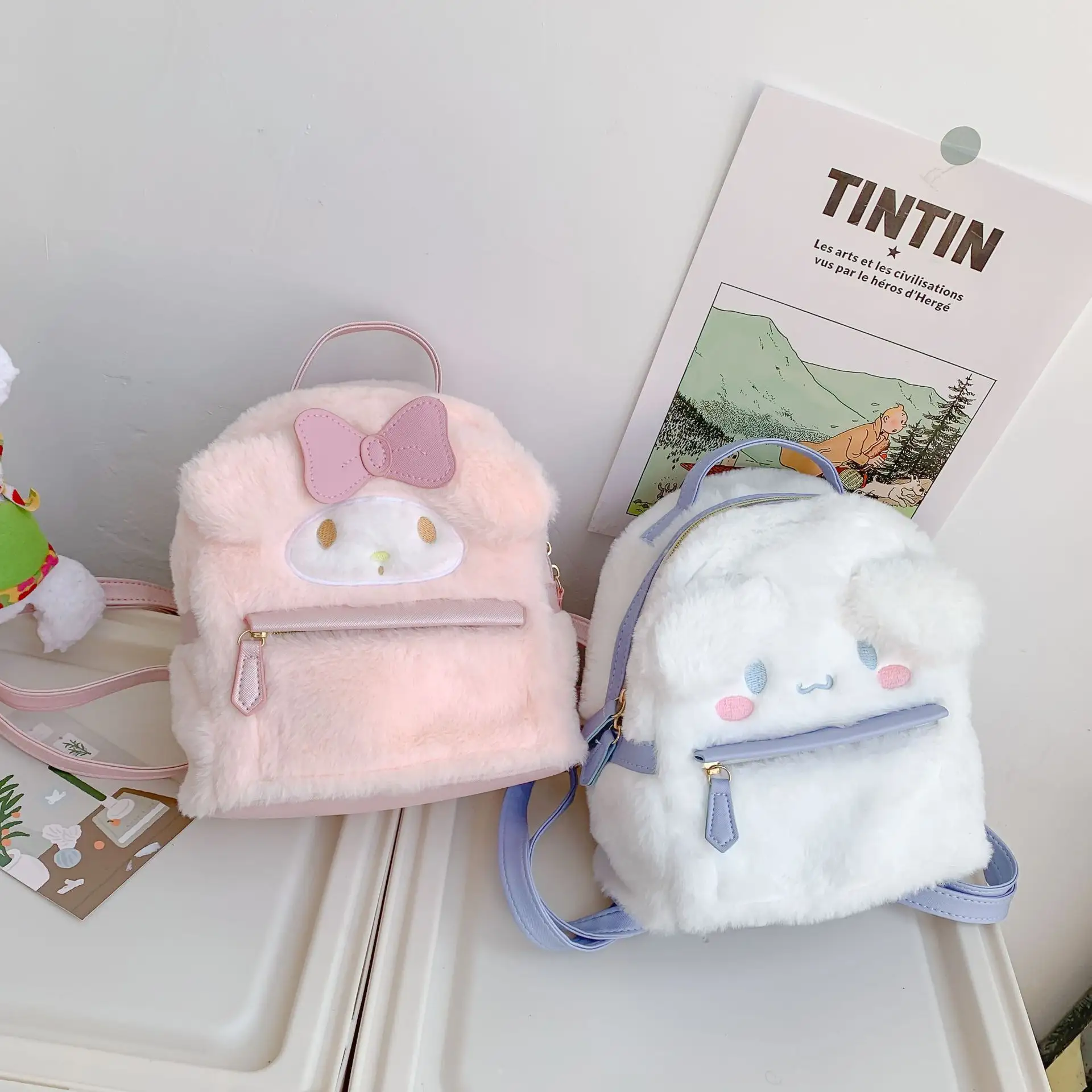 Cinnamon Roll Sanrio Backpack Cute My Melody Bag Soft Girl Stuffed Animals Loungefly Sanrio Backpacks
