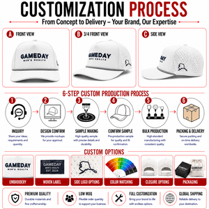 Casquette de golf à cinq panneaux avec logo personnalisé brodé, haute qualité, faible MOQ, visière incurvée, fermeture Velcro, durable, respirante, unisexe - Product Image 2