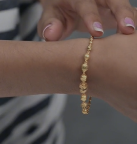 22K Gold <b>Beaded</b> <b>Bracelet</b> for Women Pink Stone Elegant Chain Design Lightweight Stylish Daily Wear Jewelry - Product Image 4