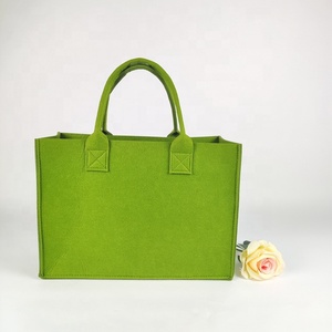 Custom Printed Logo Big Tote Shopping Bag New Arrival Felt Fabric Tote Bags Customized Reusable Green Felt Oem Tote Bags
