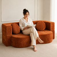 Komfortables Wellendesign Chenille-Bodensofa Faltbares Konvertierbares Doppel-Schlafsofa Vakuumkomprimierte Sitzfläche für Wohnzimmer